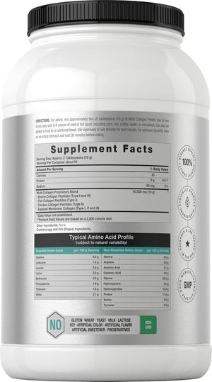 Horbaach Multi Collagen Protein Powder 32 Oz | Type I, II, III, V, X | Hydrolyzed Collagen Peptides | Keto & Paleo Friendly | Unflavored & Gluten Free - Vitamen Store