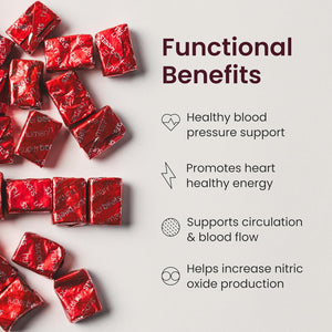 Humann Superbeets Heart Chews - Grape Seed Extract & Beet Root Powder - Pomegranate Berry Flavor - 60 Chews - Vitamen Store