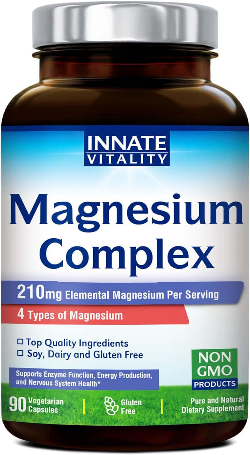 Innate Vitality Magnesium Complex - Magnesium Glycinate, Malate, Citrate, Oxide, Vegan & No Gluten, 90 Capsules - Vitamen Store