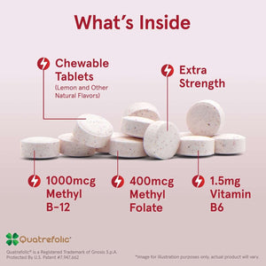 Jarrow Formulas Extra Strength Methyl B - 12 1000 Mcg & Methyl Folate 400 Mcg + P - 5 - P, Dietary Supplement for Cellular Energy Metabolism and Cardiovascular Support, 100 Chewable Tablets, 100 Day Supply - Vitamen Store