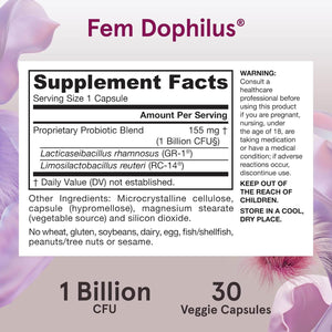 Jarrow Formulas Fem - Dophilus - 1 Billion Organisms per Serving - 30 Veggie Capsules - Women’S Probiotic - Urinary Tract Health - up to 30 Servings - Vitamen Store