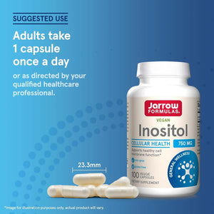 Jarrow Formulas Inositol 750 Mg, Dietary Supplement, 100 Veggie Capsules, up to a 100 Day Supply - Vitamen Store