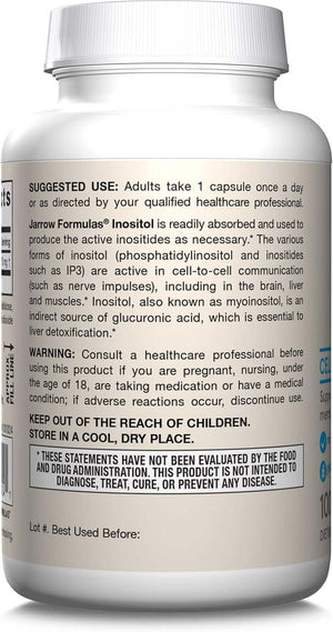 Jarrow Formulas Inositol 750 Mg, Dietary Supplement, 100 Veggie Capsules, up to a 100 Day Supply - Vitamen Store