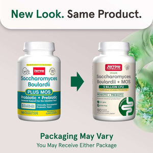 Jarrow Formulas Saccharomyces Boulardii Probiotics + MOS 5 Billion CFU Probiotic Yeast for Intestinal Health Support, Gut Health Supplements for Women and Men, 180 Veggie Capsules, 180 Day Supply - Vitamen Store