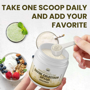 Kroppssund Bovine Colostrum Powder Supplement 3000 Mg - Extra High 60% Igg Bovine Colostrum - Gut, Bone, Exercise, Immune - 50 Servings (1 Bottle) - Vitamen Store