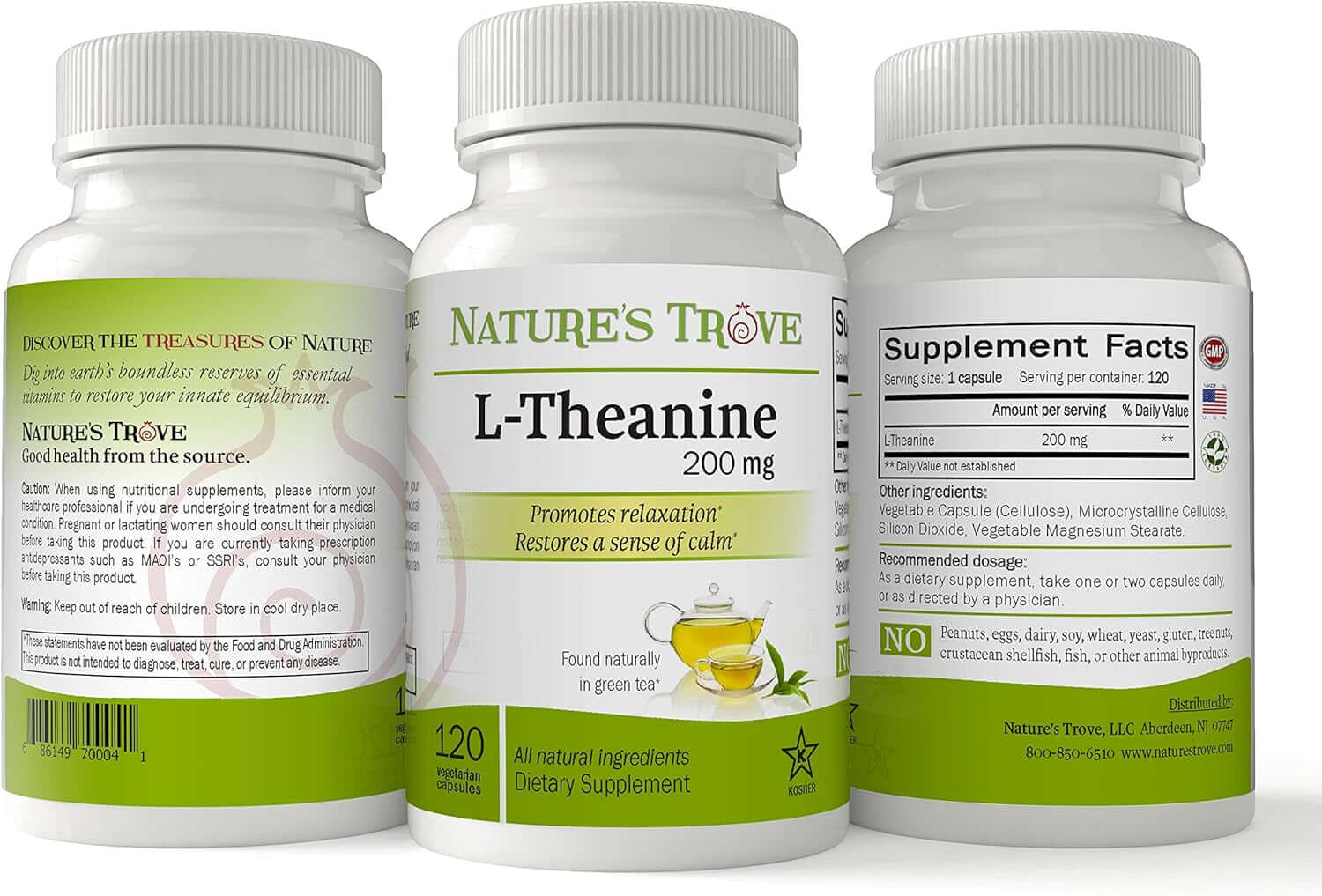 L - Theanine 200Mg by Nature'S Trove - 120 Vegetarian Capsules - Vitamen Store