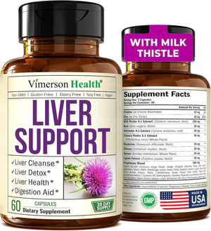 Liver Health Detox Support Supplement - Herbal Blend for Men & Women with Artichoke Extract, Milk Thistle, Turmeric, Ginger, Beet Root, Alfalfa, Zinc, Choline, Grape and Celery Seed. 60 Capsules - Vitamen Store