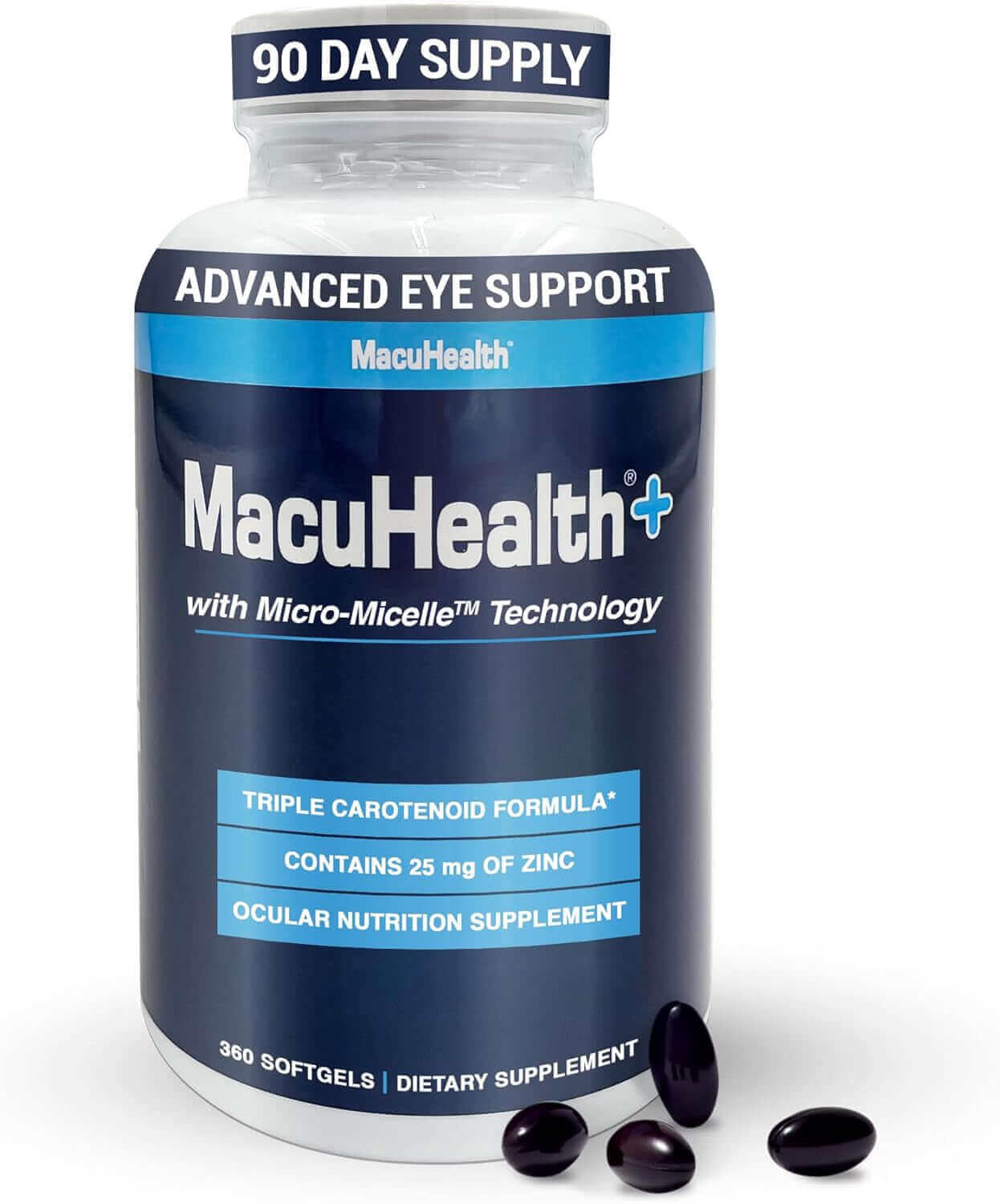 Macuhealth Plus+ Eye Vitamins Supplement for Adults - 90 Day Supply with Lutein, Zeaxanthin, and Meso - Zeaxanthin - Unflavored, Vitamin for Eyes - Vitamen Store