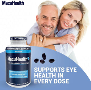 Macuhealth Plus+ Eye Vitamins Supplement for Adults - 90 Day Supply with Lutein, Zeaxanthin, and Meso - Zeaxanthin - Unflavored, Vitamin for Eyes - Vitamen Store