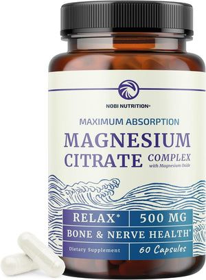 Magnesium Citrate Complex 500 mg – High Absorption Magnesium Supplement with Elemental Magnesium Oxide – Non - GMO, Soy - Free – 60 Capsules (2 - Month Supply) - Vitamen Store