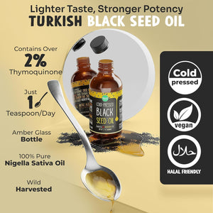 MAJU Black Seed Oil - 100% Turkish Black Cumin Seed Oil, Cold - Pressed, 8 oz Glass Bottle - Vitamen Store