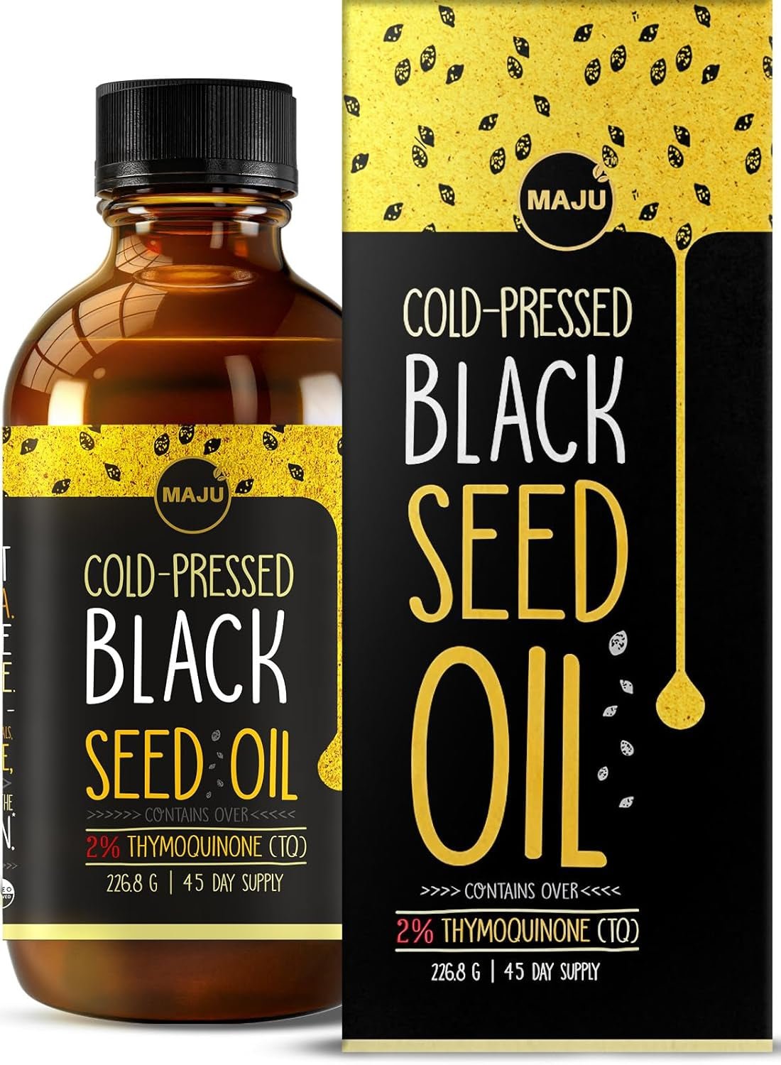 MAJU Black Seed Oil - 100% Turkish Black Cumin Seed Oil, Cold - Pressed, 8 oz Glass Bottle - Vitamen Store