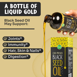 MAJU Black Seed Oil - 100% Turkish Black Cumin Seed Oil, Cold - Pressed, 8 oz Glass Bottle - Vitamen Store