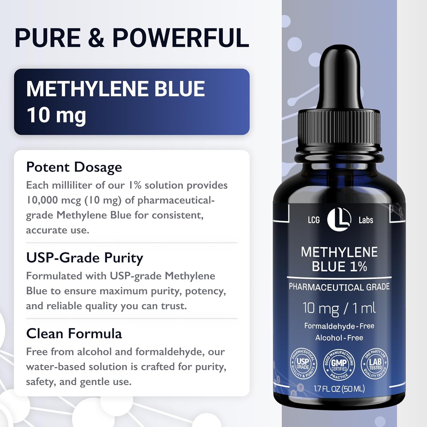 Methylene Blue 1% USP Grade Solution - 10mg/ml - Made in USA, 1.7 fl oz - Vitamen Store