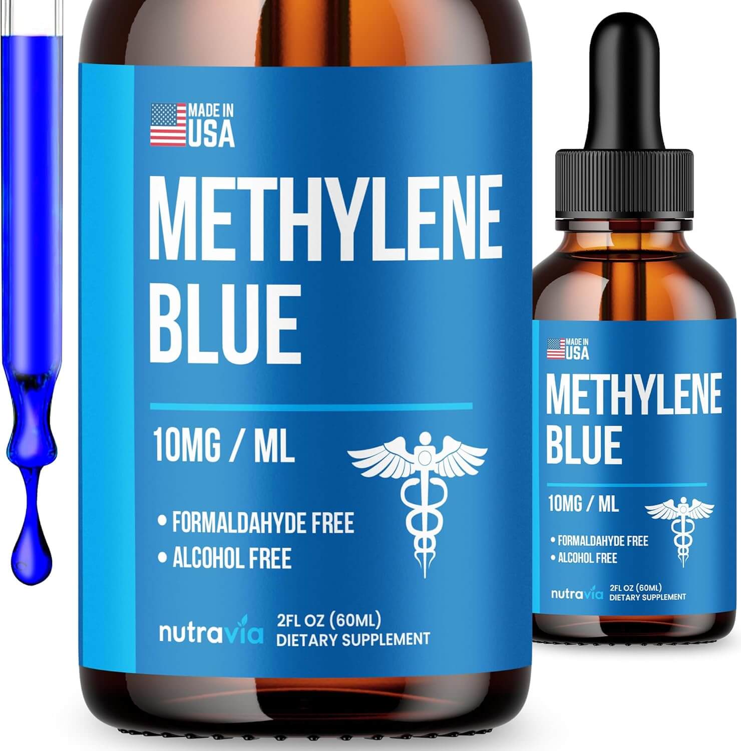 Methylene Blue 99.99% - Official Formula - Methylene Blue Liquid Drops Advanced Strength Formula, Increased Absorption, Methylene Blue Supplement Liquid Powder Compare to Pharmaceutical Grade (2Oz) - Vitamen Store