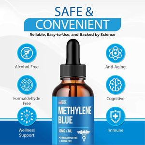 Methylene Blue 99.99% - Official Formula - Methylene Blue Liquid Drops Advanced Strength Formula, Increased Absorption, Methylene Blue Supplement Liquid Powder Compare to Pharmaceutical Grade (2Oz) - Vitamen Store