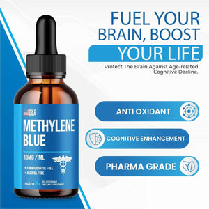 Methylene Blue 99.99% - Official Formula - Methylene Blue Liquid Drops Advanced Strength Formula, Increased Absorption, Methylene Blue Supplement Liquid Powder Compare to Pharmaceutical Grade (2Oz) - Vitamen Store