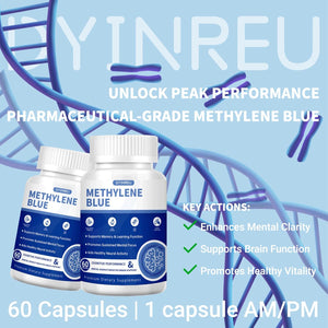 Methylene Blue Capsules (USP Grade 1%) - 60 Capsules, 30 - Day Supply | Pharmaceutical Grade Supplement for High Absorption - Vitamen Store