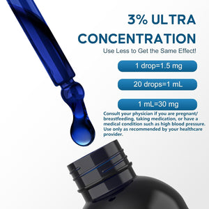 Methylene Blue Pharmaceutical Grade, 3% Ultra Concentration Nootropic Supplement for Humans, No Formaldehyde, No Alcohol, Third - Party Tested (120 Ml, 4.06 Fl Oz) - Vitamen Store