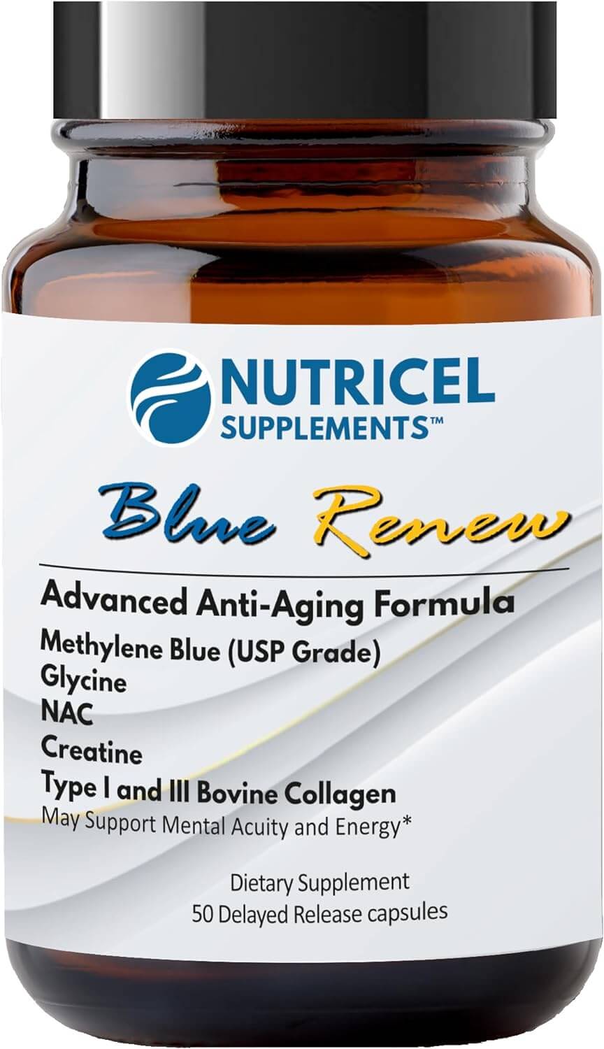 Methylene Blue Pharmaceutical Grade Capsules, with Added Glycine + NAC for Enhanced Antioxidant Activity, Collagen and Creatine for Anti - Aging Support, Youth and Longevity Formula - Vitamen Store