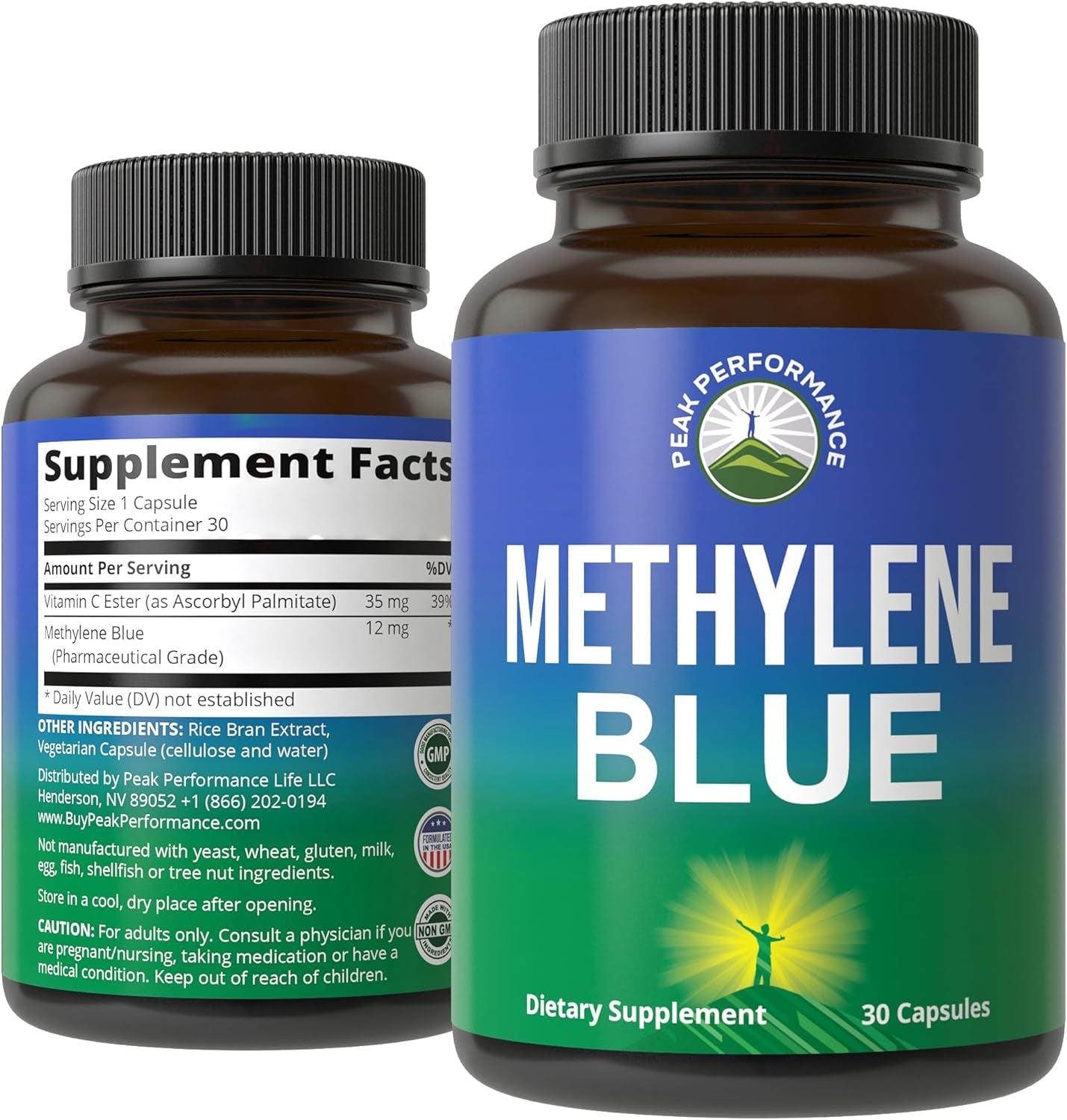 Methylene Blue USP Grade Capsules with Vitamin C Ester 30 Capsules - Vitamen Store