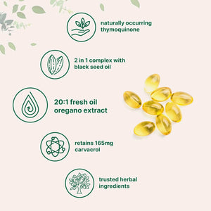 Micro Ingredients Oil of Oregano Softgels 6000Mg per Serving, 300 Count | 2 in 1 Formulated with Black Seed Oil 200Mg, 4X Strength Carvacrol & Thymoquinone | Plant Based, Non - Gmo & Immune Support - Vitamen Store