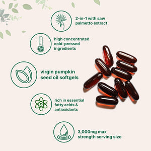 Micro Ingredients Pumpkin Seed Oil with Saw Palmetto Extract - 3000mg - 300 Softgels - Cold Pressed, Non - GMO - Vitamen Store