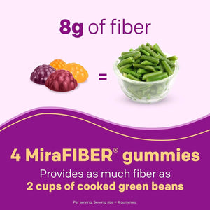 Mirafiber Gummies, from the Gut Experts at Miralax, 8G of Daily Prebiotic Fiber with B Vitamins to Support Digestive Health and Metabolism, Fruit Flavored Fiber Gummies, 72 Count - Vitamen Store