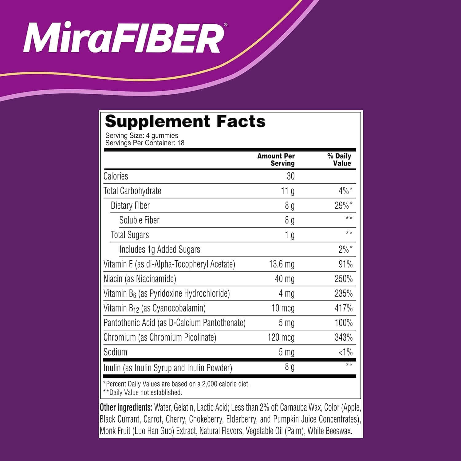 Mirafiber Gummies, from the Gut Experts at Miralax, 8G of Daily Prebiotic Fiber with B Vitamins to Support Digestive Health and Metabolism, Fruit Flavored Fiber Gummies, 72 Count - Vitamen Store