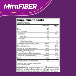 Mirafiber Gummies, from the Gut Experts at Miralax, 8G of Daily Prebiotic Fiber with B Vitamins to Support Digestive Health and Metabolism, Fruit Flavored Fiber Gummies, 72 Count - Vitamen Store