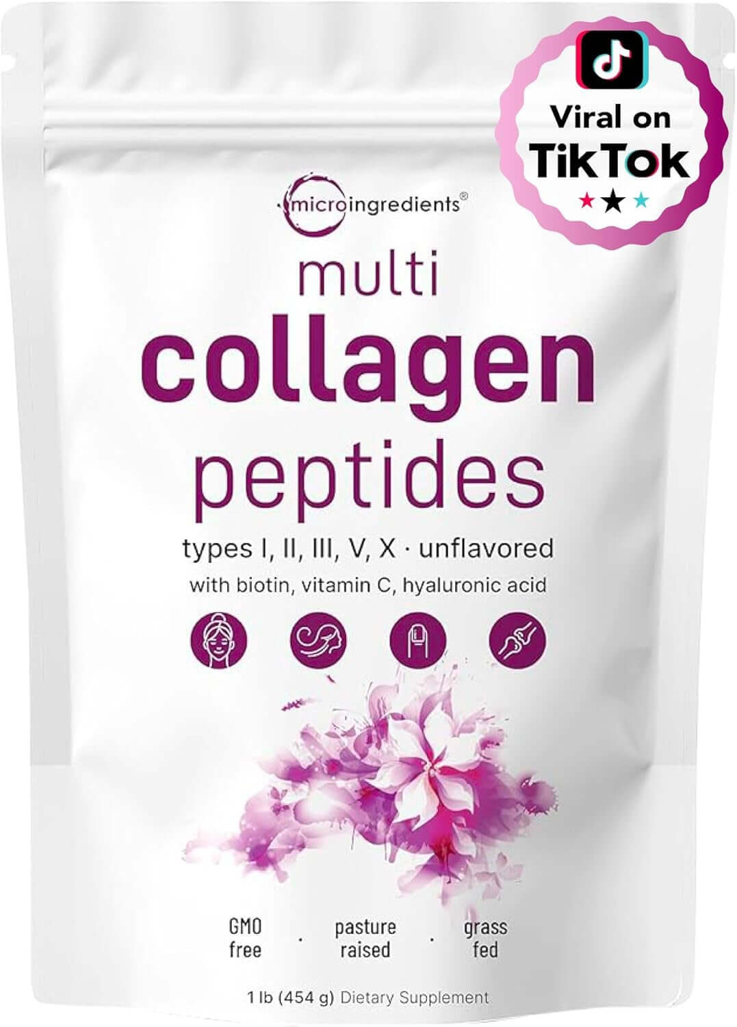 Multi Collagen Peptides Powder, 16 Oz - Hydrolyzed Protein Peptides | Type I,II,III,V,X with Hyaluronic Acid, Biotin & Vitamin C - Unflavored - Keto & Paleo Friendly, Ez Mix in Drinks - Vitamen Store