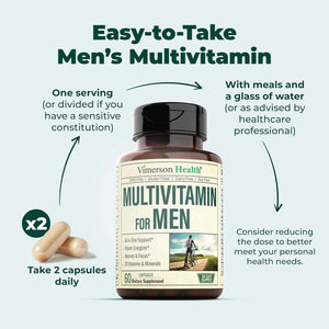 Multivitamin for Men - Daily Mens Multivitamins & Multiminerals with Vitamin D, Vitamin C, B12 Zinc & More. Essential Vitamins for Men for Energy, Focus, Stamina, Performance, Mens Health. 60 Capsules - Vitamen Store