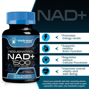 NAD Supplement, 1500Mg - Liposomal NAD+ Supplement with Resveratrol, NAD plus Boosting - Support Cellular Health, Stamina & Healthy Aging - Ultra Strength Capsules, USA Made - Vitamen Store