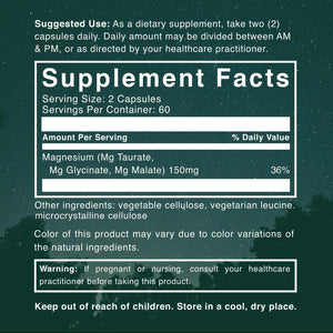Natural Rhythm Triple Calm Magnesium – 150 mg – Magnesium Complex with Glycinate, Malate, and Taurate – 120 Capsules - Vitamen Store