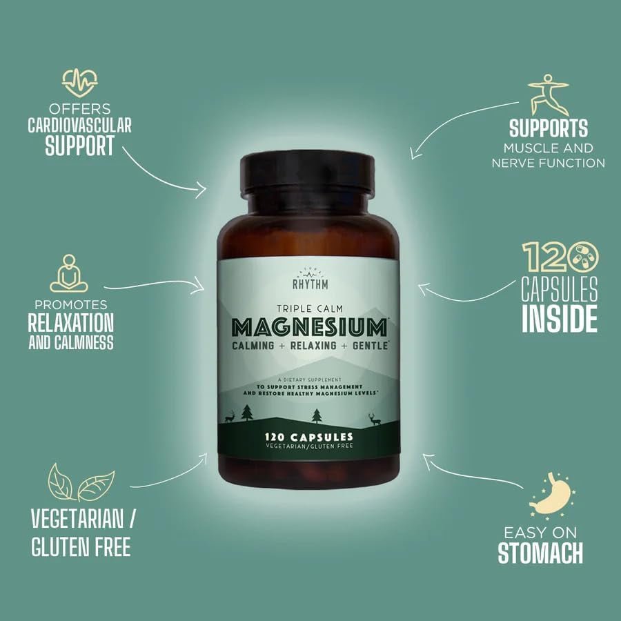 Natural Rhythm Triple Calm Magnesium – 150 mg – Magnesium Complex with Glycinate, Malate, and Taurate – 120 Capsules - Vitamen Store