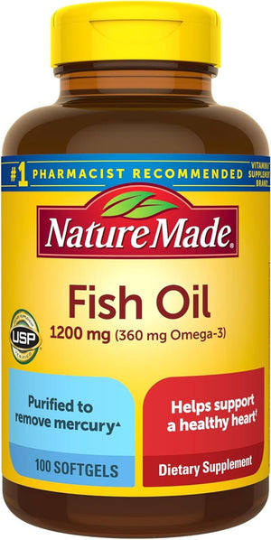 Nature Made Fish Oil 1200 mg – Omega - 3 Supplement – 100 Softgels (50 - Day Supply) - Vitamen Store