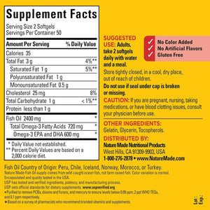 Nature Made Fish Oil 1200 mg – Omega - 3 Supplement – 100 Softgels (50 - Day Supply) - Vitamen Store