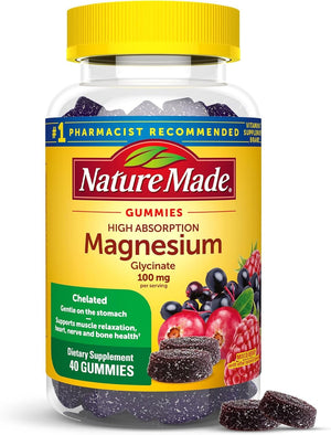 Nature Made High Absorption Magnesium Glycinate Gummies 100 Mg per Serving, 40 Magnesium Gummies, 20 Day Supply - Vitamen Store