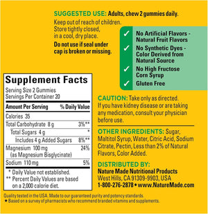 Nature Made High Absorption Magnesium Glycinate Gummies 100 Mg per Serving, 40 Magnesium Gummies, 20 Day Supply - Vitamen Store
