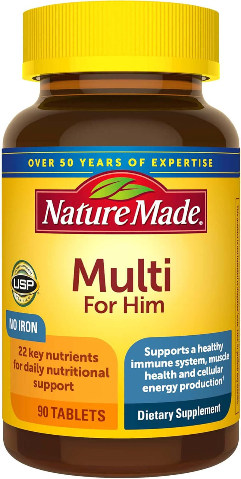 Nature Made Multivitamin for Him with No Iron, Mens Multivitamins for Daily Nutritional Support, Multivitamin for Men, 90 Tablets, 90 Day Supply - Vitamen Store