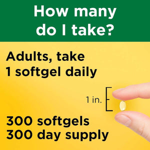 Nature Made Vitamin D3 1000 IU (25 Mcg), Dietary Supplement for Bone, Teeth, Muscle and Immune Health Support, 300 Softgels, 300 Day Supply - Vitamen Store