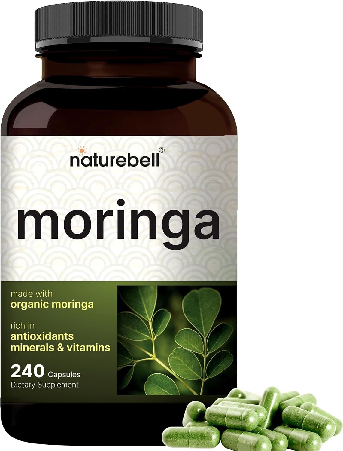 Naturebell Pure Moringa Capsules 8000Mg per Serving - Made with Moringa Powder Organic, 240 Capsules - Non - Gmo, Gluten Free, 4 Month Supply - Vitamen Store