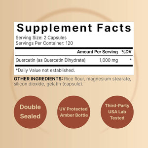 NatureBell Quercetin 1000mg per Serving – 240 Capsules, Ultra Strength Quercetin Supplement, Bioflavonoids, Third - Party Tested, Non - GMO & Gluten - Free - Vitamen Store