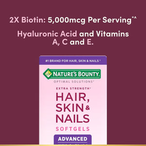 Nature's Bounty Advanced Hair, Skin & Nails – Argan - Infused Supplement with Biotin and Hyaluronic Acid – 150 Rapid Release Softgels (50 Servings) - Vitamen Store