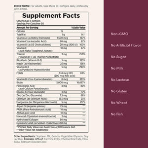 Nature's Bounty Advanced Hair, Skin & Nails – Argan - Infused Supplement with Biotin and Hyaluronic Acid – 150 Rapid Release Softgels (50 Servings) - Vitamen Store