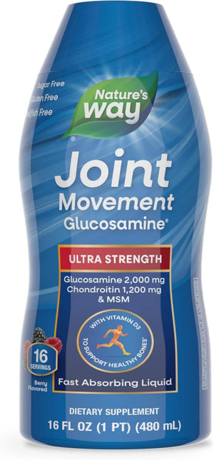 Nature's Way Joint Movement Glucosamine Liquid – Ultra Strength with Chondroitin, MSM & Vitamin D3 – Berry Flavored, 16 Fl Oz (Packaging May Vary) - Vitamen Store