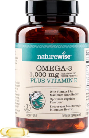 NatureWise Extra - Strength Omega - 3 Fish Oil – 1000 mg per Serving – 600 mg EPA, 400 mg DHA, and Vitamin E – Lemon Flavor – GMO - Free – 60 Softgels (1 - Month Supply) - Vitamen Store