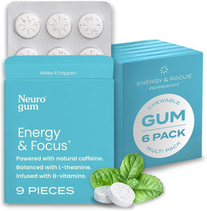 Neurogum Energy Caffeine Gum - Peppermint - 54 Pieces - Sugar Free - Vitamen Store