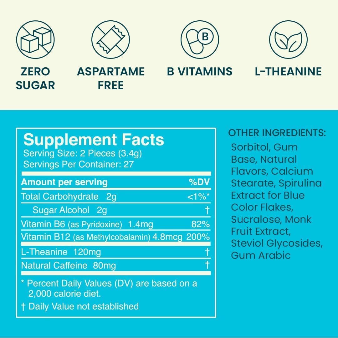 Neurogum Energy Caffeine Gum - Peppermint - 54 Pieces - Sugar Free - Vitamen Store