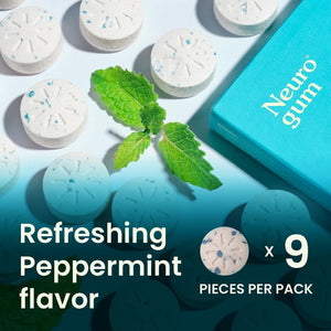 Neurogum Energy Caffeine Gum - Peppermint - 54 Pieces - Sugar Free - Vitamen Store